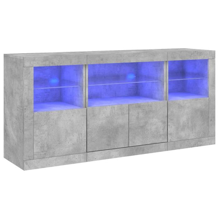 Servantă cu lumini LED, gri beton, 142,5x37x67 cm - WALTI WALTI