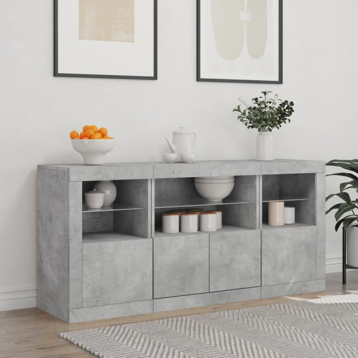 Servantă cu lumini LED, gri beton, 142,5x37x67 cm - WALTI WALTI
