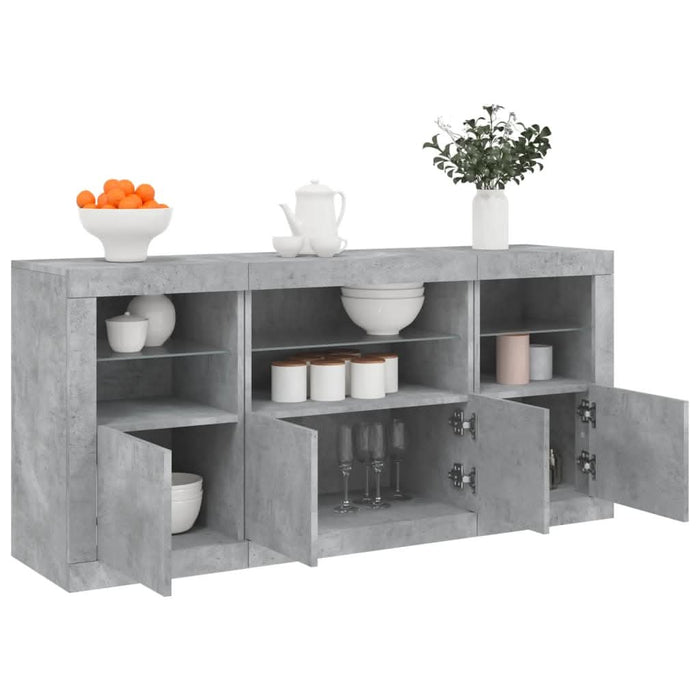 Servantă cu lumini LED, gri beton, 142,5x37x67 cm - WALTI WALTI