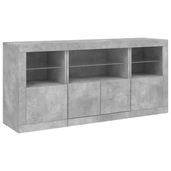 Servantă cu lumini LED, gri beton, 142,5x37x67 cm - WALTI WALTI