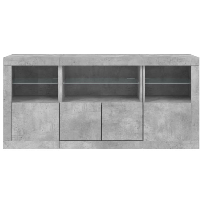 Servantă cu lumini LED, gri beton, 142,5x37x67 cm - WALTI WALTI