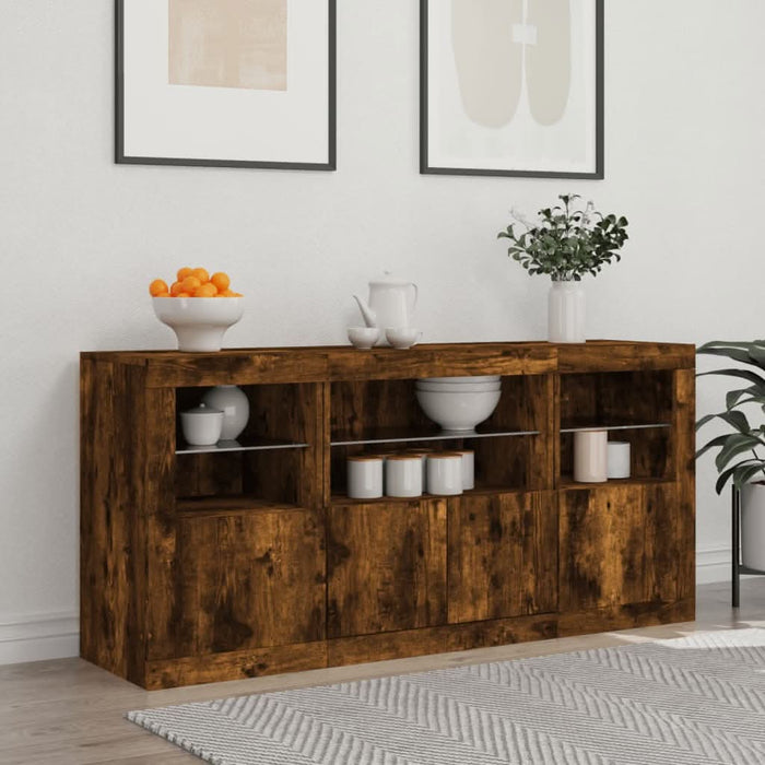 Servantă cu lumini LED, stejar fumuriu, 142,5x37x67 cm - WALTI WALTI
