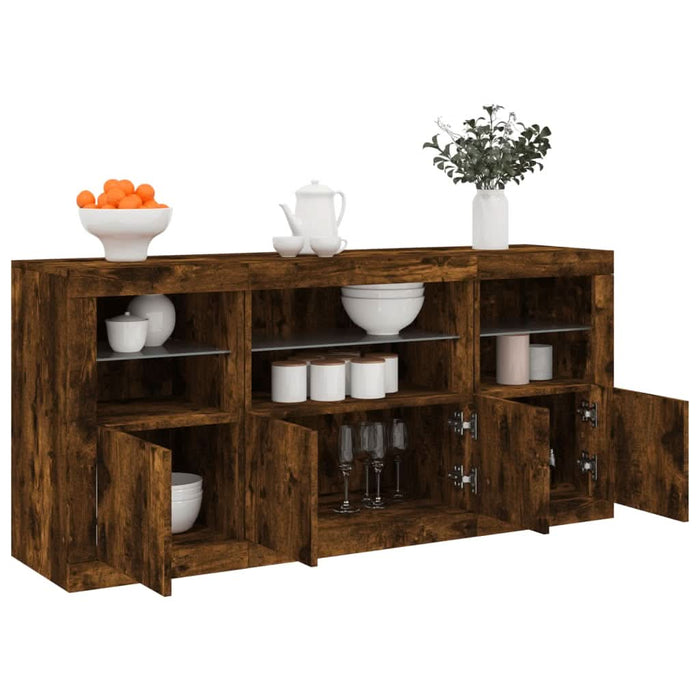 Servantă cu lumini LED, stejar fumuriu, 142,5x37x67 cm - WALTI WALTI