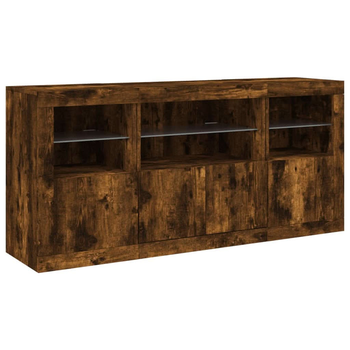 Servantă cu lumini LED, stejar fumuriu, 142,5x37x67 cm - WALTI WALTI