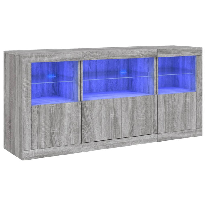 Servantă cu lumini LED, gri sonoma, 142,5x37x67 cm - WALTI WALTI