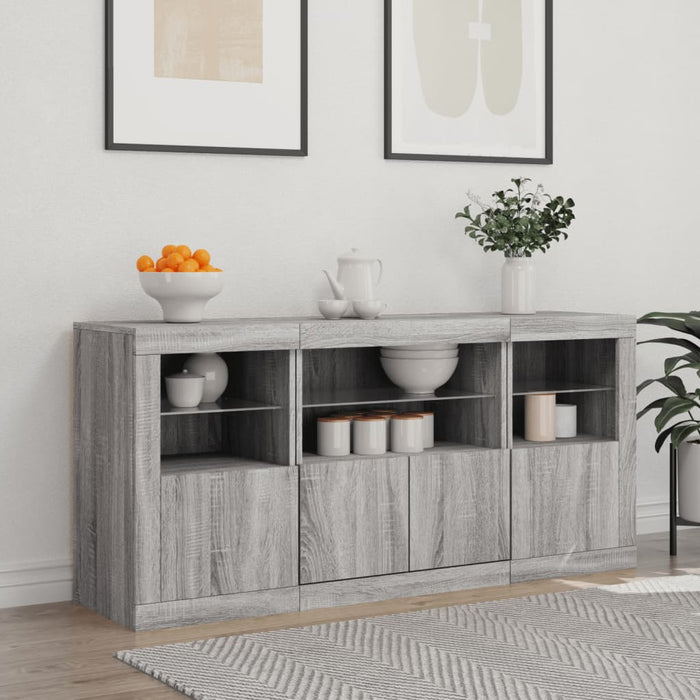 Servantă cu lumini LED, gri sonoma, 142,5x37x67 cm - WALTI WALTI