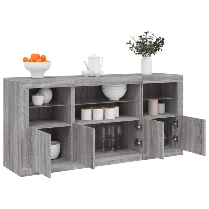 Servantă cu lumini LED, gri sonoma, 142,5x37x67 cm - WALTI WALTI