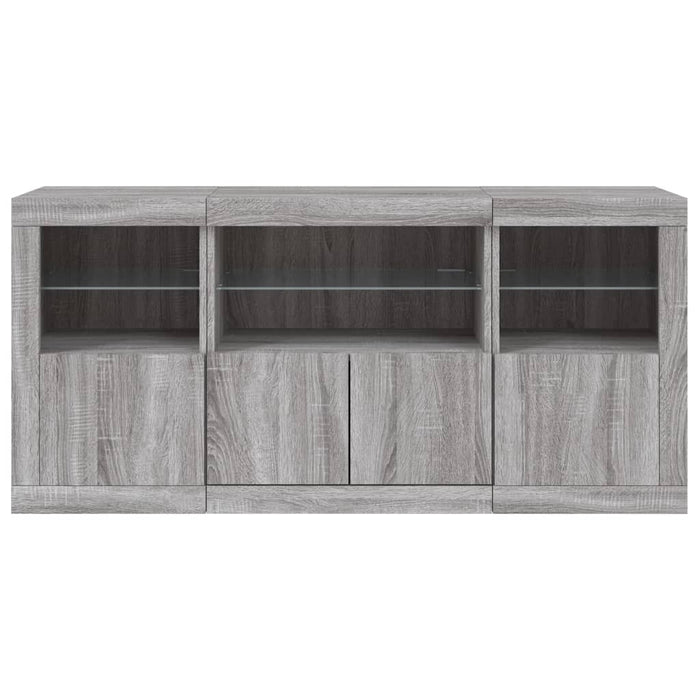 Servantă cu lumini LED, gri sonoma, 142,5x37x67 cm - WALTI WALTI