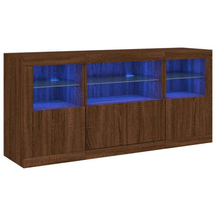Servantă cu lumini LED, stejar maro, 142,5x37x67 cm WALTI
