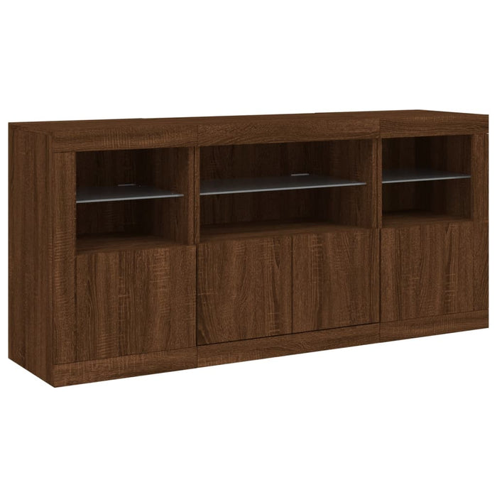 Servantă cu lumini LED, stejar maro, 142,5x37x67 cm WALTI