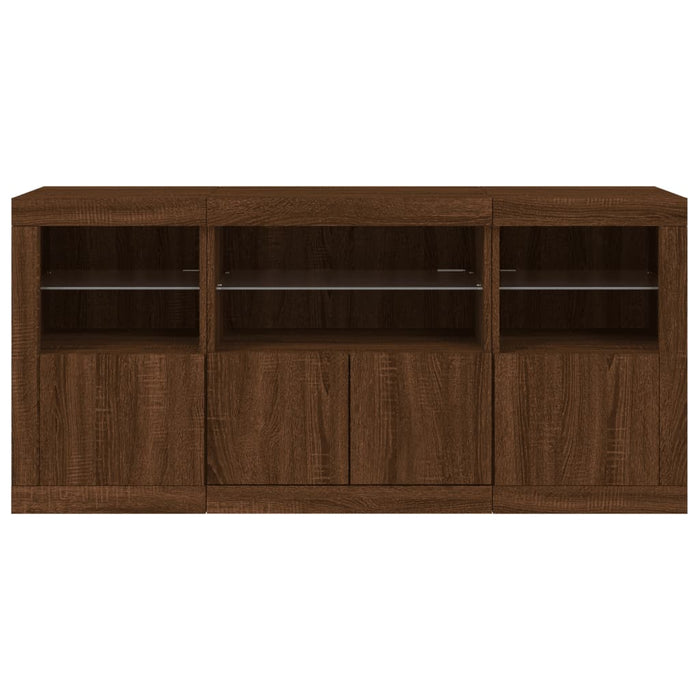 Servantă cu lumini LED, stejar maro, 142,5x37x67 cm WALTI