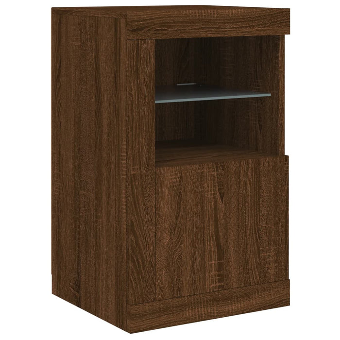 Servantă cu lumini LED, stejar maro, 142,5x37x67 cm WALTI
