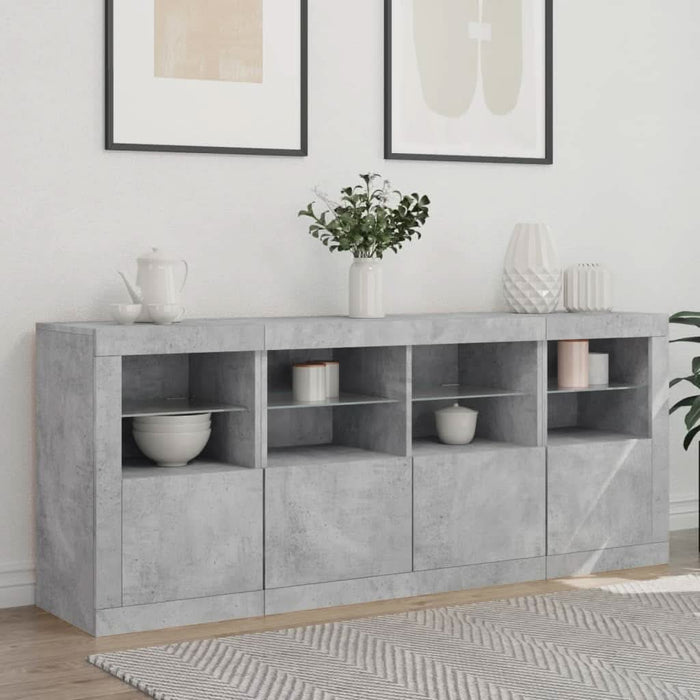 Servantă cu lumini LED, gri beton, 163x37x67 cm - WALTI WALTI