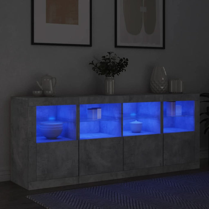 Servantă cu lumini LED, gri beton, 163x37x67 cm - WALTI WALTI