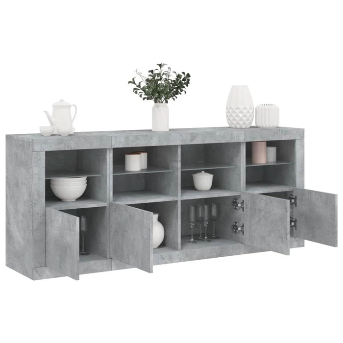 Servantă cu lumini LED, gri beton, 163x37x67 cm - WALTI WALTI