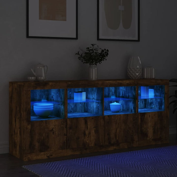 Servantă cu lumini LED, stejar fumuriu, 163x37x67 cm - WALTI WALTI