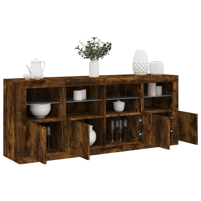 Servantă cu lumini LED, stejar fumuriu, 163x37x67 cm - WALTI WALTI