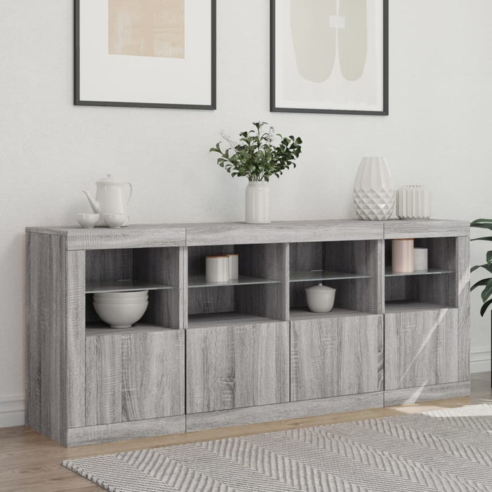 Servantă cu lumini LED, gri sonoma, 163x37x67 cm - WALTI WALTI