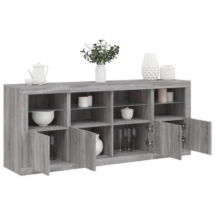 Servantă cu lumini LED, gri sonoma, 163x37x67 cm - WALTI WALTI