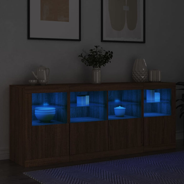 Servantă cu lumini LED, stejar maro, 163x37x67 cm WALTI
