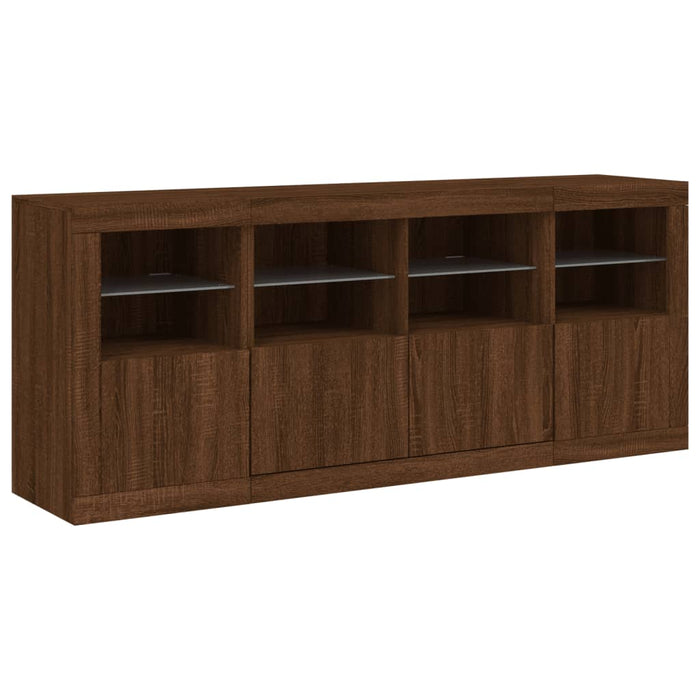 Servantă cu lumini LED, stejar maro, 163x37x67 cm WALTI