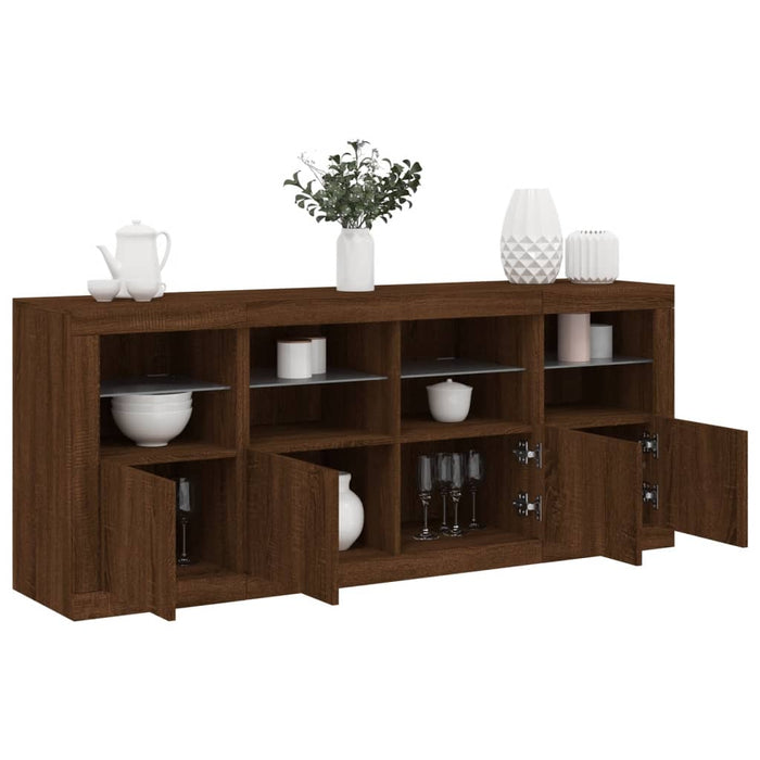 Servantă cu lumini LED, stejar maro, 163x37x67 cm WALTI