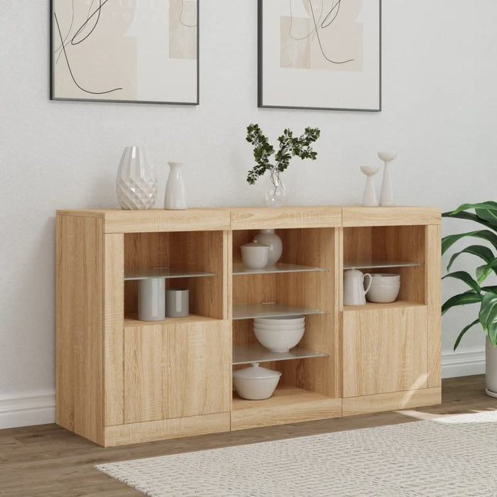 Servantă cu lumini LED, stejar sonoma, 123x37x67 cm - WALTI WALTI