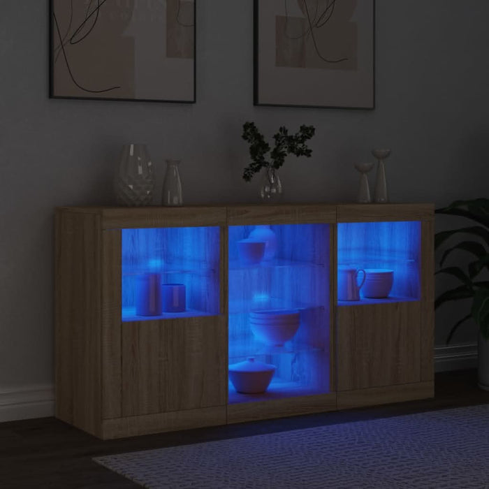 Servantă cu lumini LED, stejar sonoma, 123x37x67 cm - WALTI WALTI