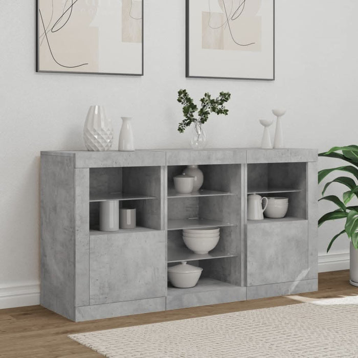 Servantă cu lumini LED, gri beton, 123x37x67 cm - WALTI WALTI