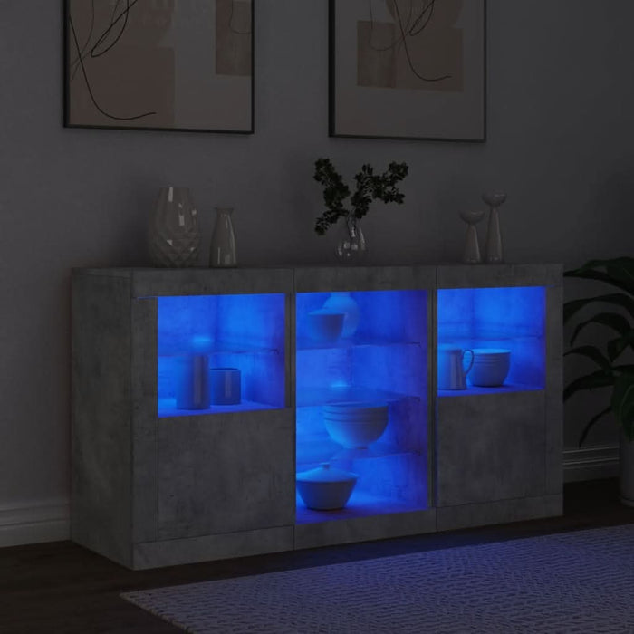 Servantă cu lumini LED, gri beton, 123x37x67 cm - WALTI WALTI