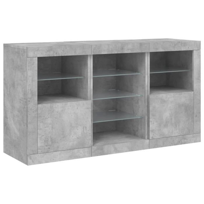 Servantă cu lumini LED, gri beton, 123x37x67 cm - WALTI WALTI