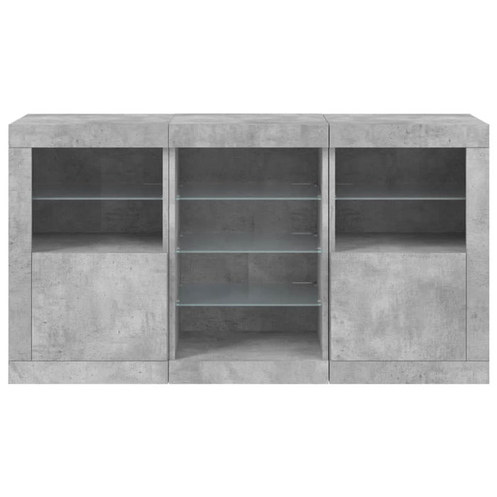 Servantă cu lumini LED, gri beton, 123x37x67 cm - WALTI WALTI