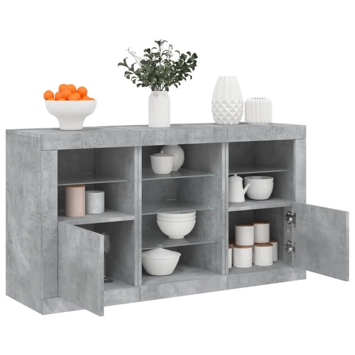 Servantă cu lumini LED, gri beton, 123x37x67 cm - WALTI WALTI