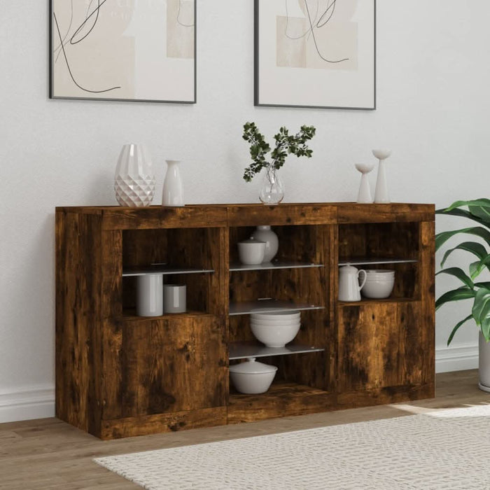 Servantă cu lumini LED, stejar fumuriu, 123x37x67 cm - WALTI WALTI