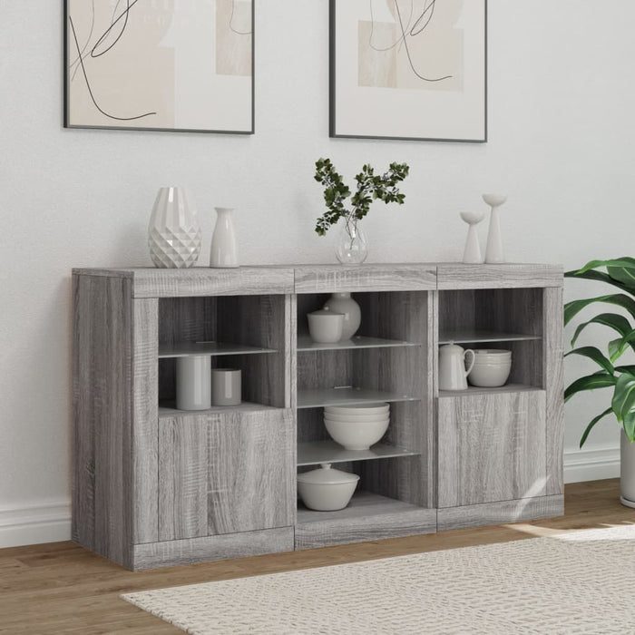 Servantă cu lumini LED, gri sonoma, 123x37x67 cm - WALTI WALTI