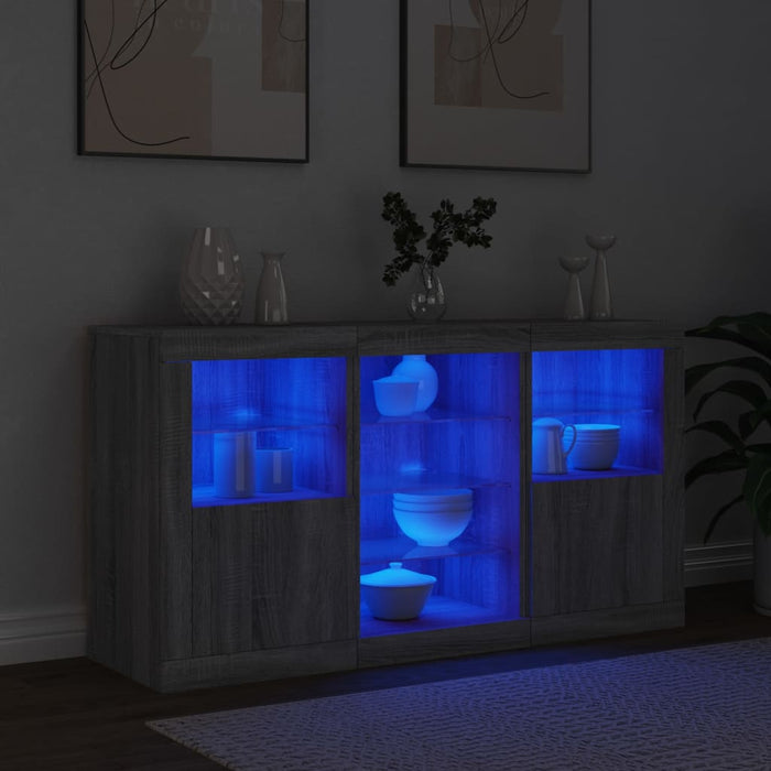 Servantă cu lumini LED, gri sonoma, 123x37x67 cm - WALTI WALTI