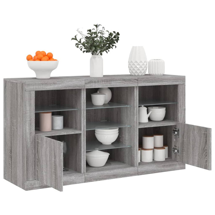 Servantă cu lumini LED, gri sonoma, 123x37x67 cm - WALTI WALTI