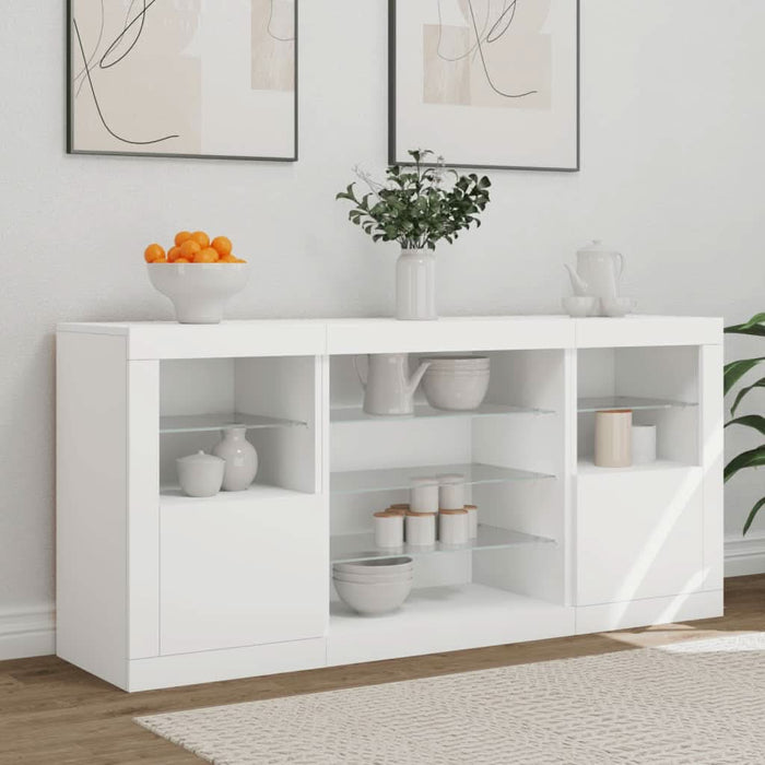 Servantă cu lumini LED, alb, 142,5x37x67 cm - WALTI WALTI