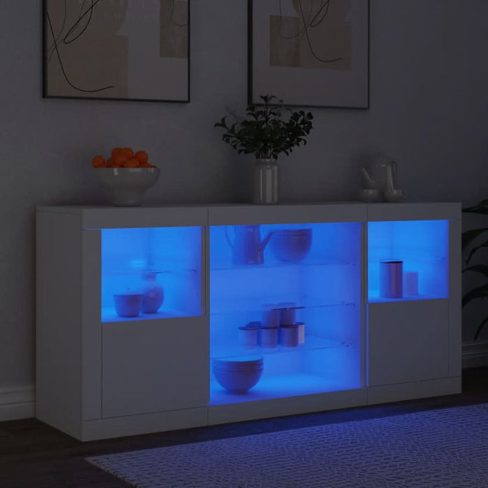 Servantă cu lumini LED, alb, 142,5x37x67 cm - WALTI WALTI