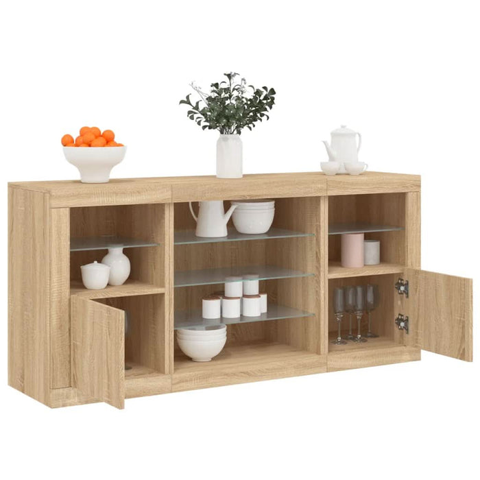 Servantă cu lumini LED, stejar sonoma, 142,5x37x67 cm - WALTI WALTI