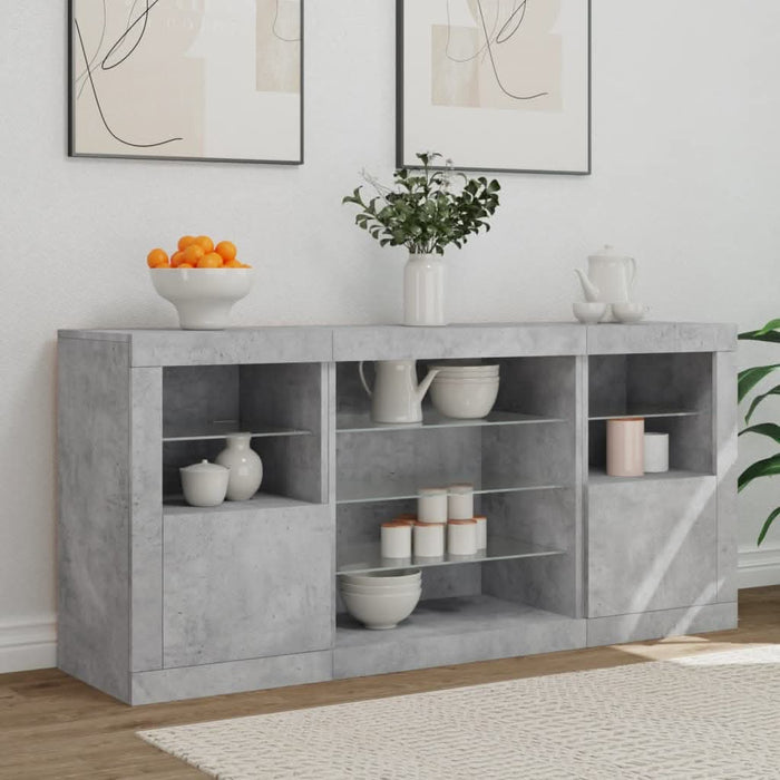 Servantă cu lumini LED, gri beton, 142,5x37x67 cm - WALTI WALTI