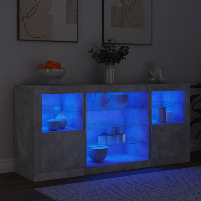 Servantă cu lumini LED, gri beton, 142,5x37x67 cm - WALTI WALTI