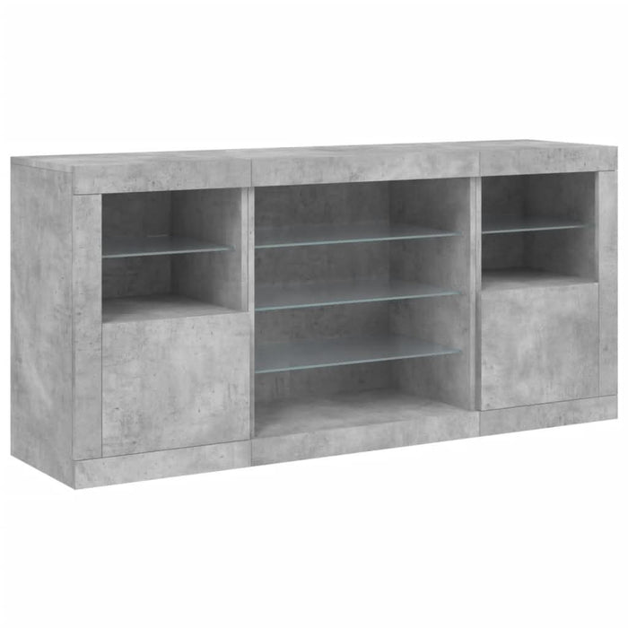 Servantă cu lumini LED, gri beton, 142,5x37x67 cm - WALTI WALTI