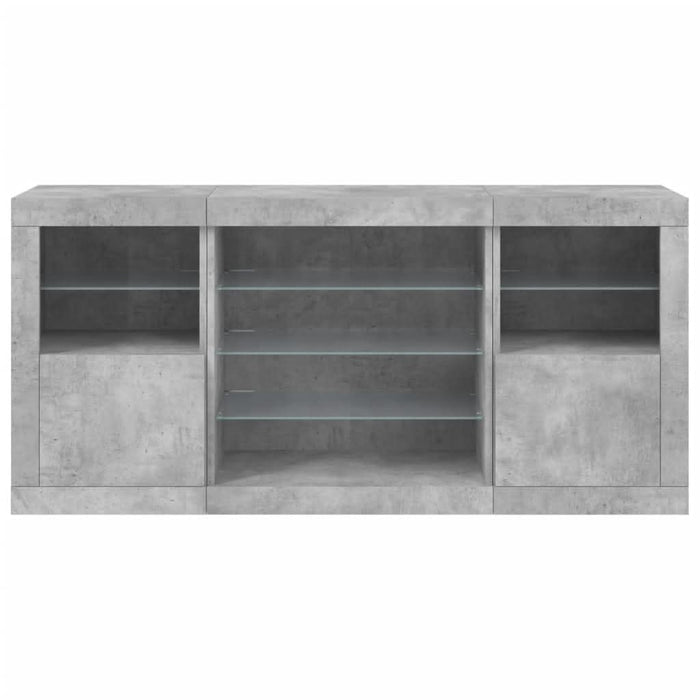 Servantă cu lumini LED, gri beton, 142,5x37x67 cm - WALTI WALTI