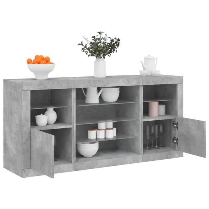 Servantă cu lumini LED, gri beton, 142,5x37x67 cm - WALTI WALTI