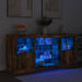 Dulap cu lumini LED, stejar fumuriu, 142,5x37x67 cm - WALTI WALTI