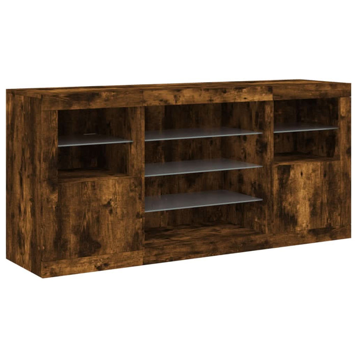 Dulap cu lumini LED, stejar fumuriu, 142,5x37x67 cm - WALTI WALTI