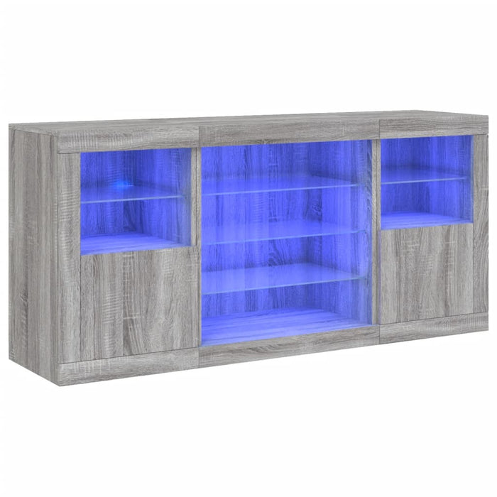 Servantă cu lumini LED, gri sonoma, 142,5x37x67 cm - WALTI WALTI