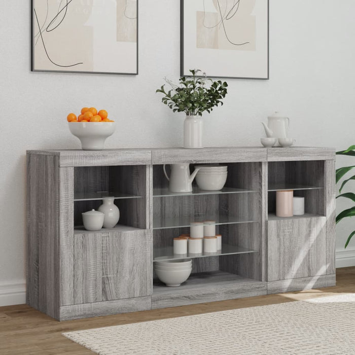 Servantă cu lumini LED, gri sonoma, 142,5x37x67 cm - WALTI WALTI