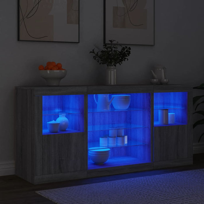 Servantă cu lumini LED, gri sonoma, 142,5x37x67 cm - WALTI WALTI